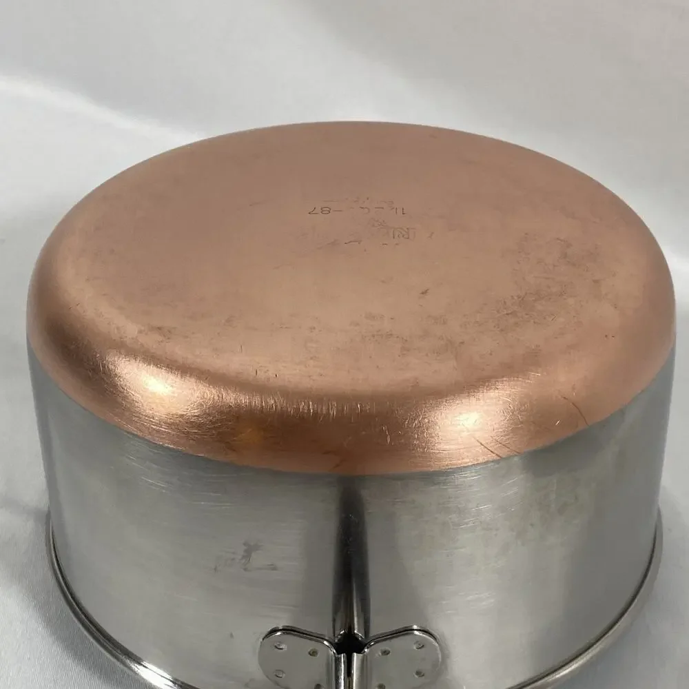 Revere Ware 1 1/2 Qt Copper Bottom Pot Lid Double Boiler Clinton 87 Stainless